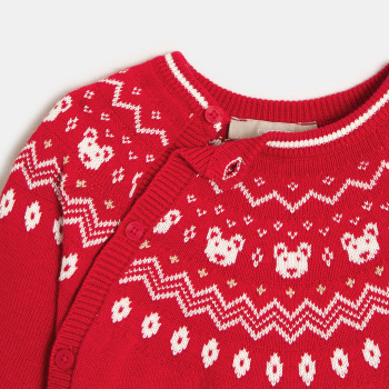 سالوبيت طويل تريكو منسوج أحمر للرضع من الجنسين